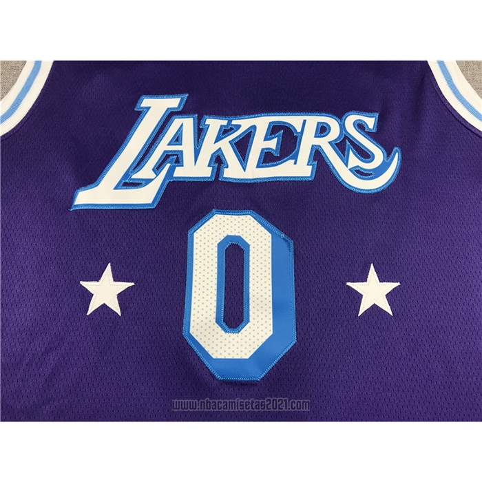 Camiseta Los Angeles Lakers Russell Westbrook #0 Ciudad Edition 2021-22 Violeta